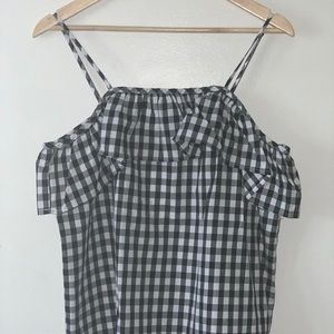 Cute Ruffled Black and White checkered Top